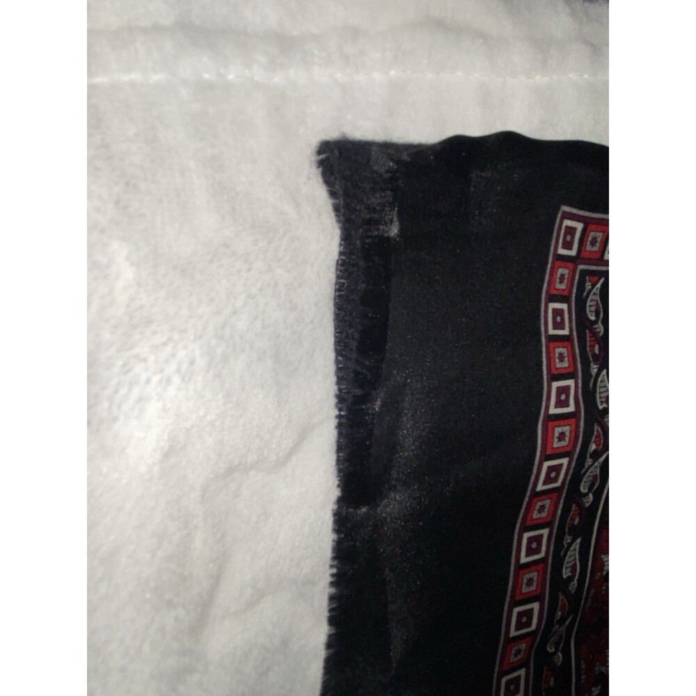 Vintage Red and Black Patterned Silk Scarf - Picture 9 of 16